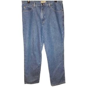 LLBean Classic Fit Flannel Lined Denim Jeans Mens 38x32 Blue Cotton